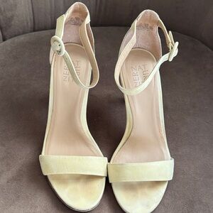 Naturalizer Light Chartreuse Suede Ankle Strap Heels